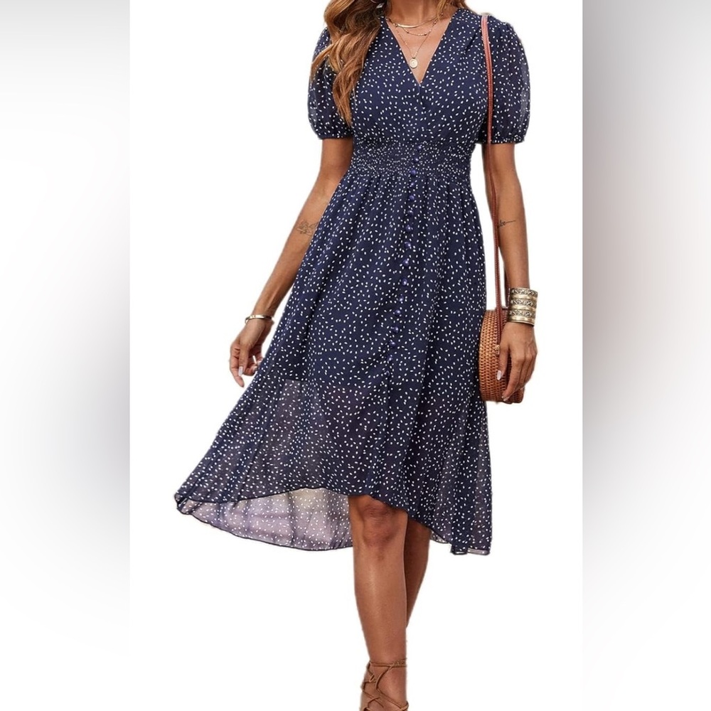 PRETTYGARDEN Women's Wrap Midi Short Sleeve Boho Summer Beach Long Dress Size XL